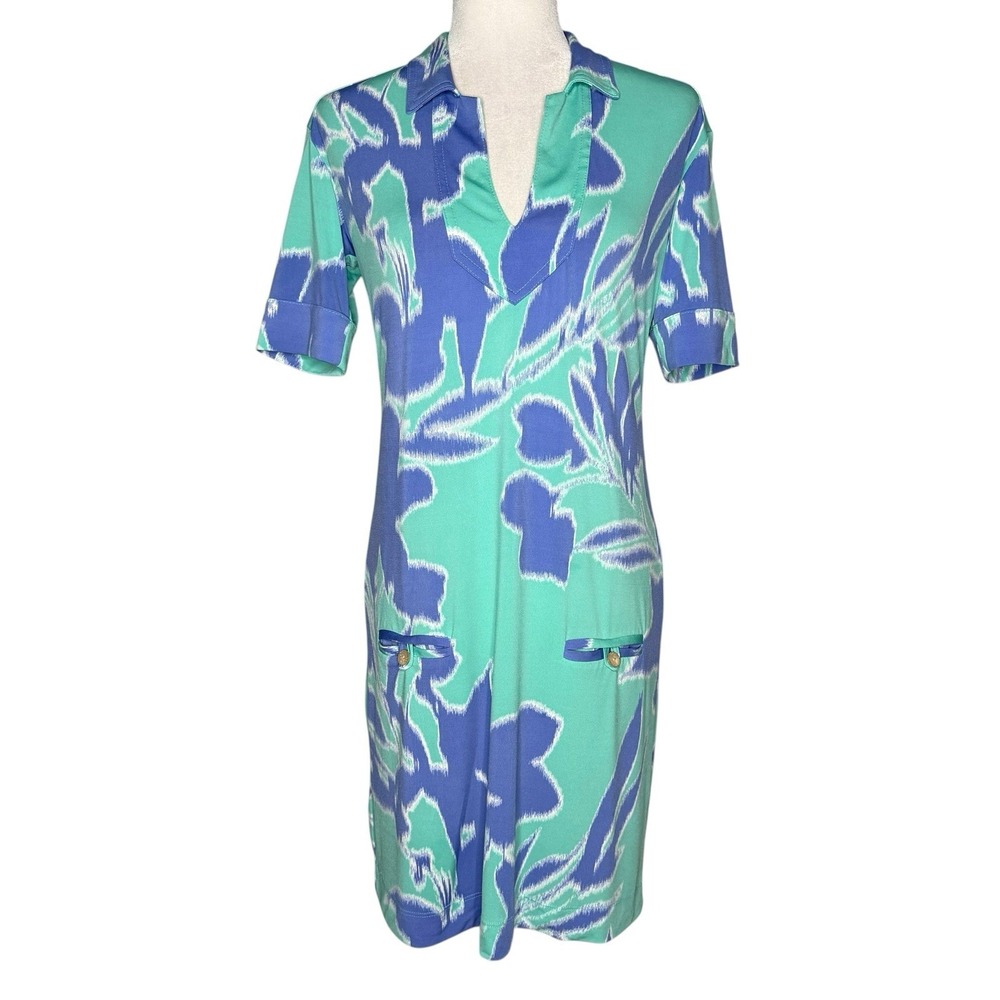Tori Richard Honolulu Floral Stretch Shift Dress S Pockets Athletic $188